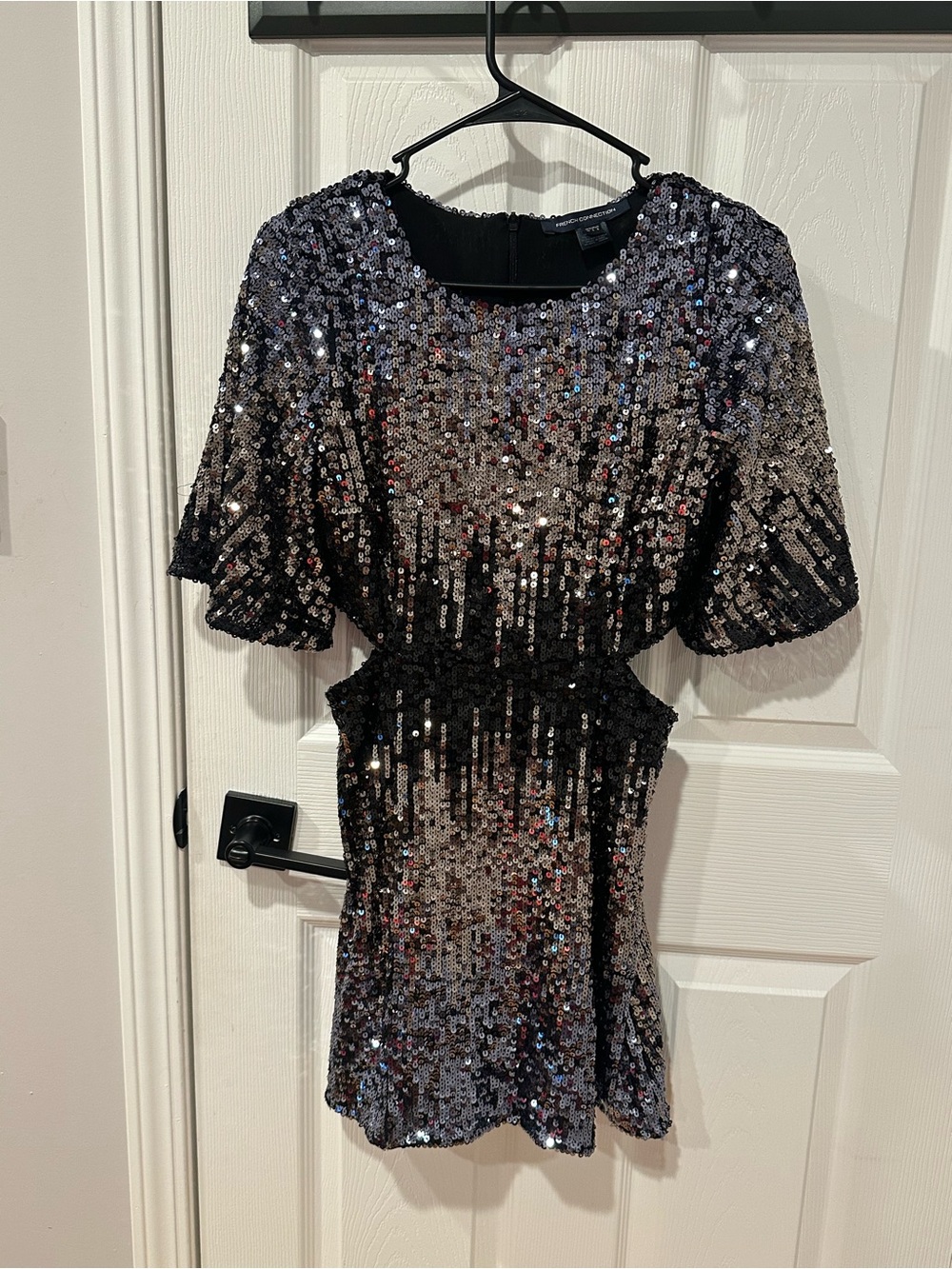 French Connection Estari Sequin Cutout Gold Mini Dress